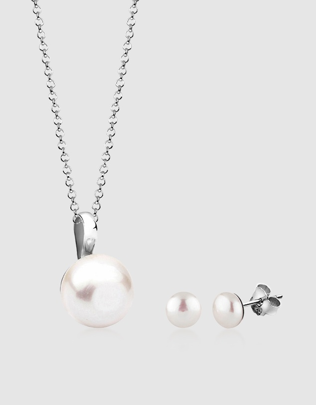 Elli Jewelry - Jewelry Set Elegant Cultured Freshwater Pearls 925 Sterling Silver