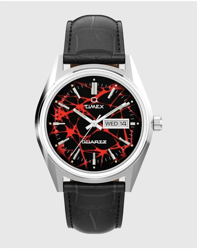 TIMEX - Q Timex Red Vega 1978 Reissue 38mm Leather Strap Watch