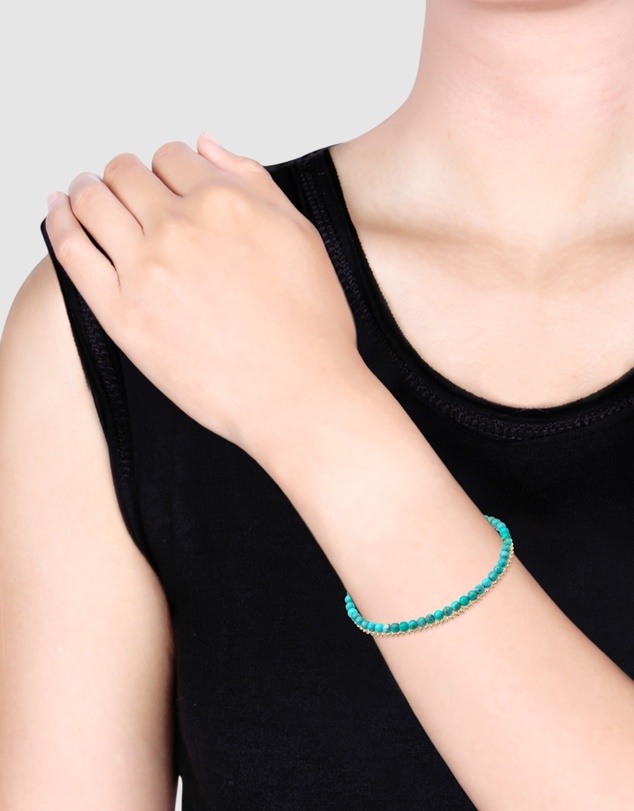 Elli Jewelry - Bracelet Women Layer Howlite Gemstone Beads 925 Sterling Silver Gold Plated