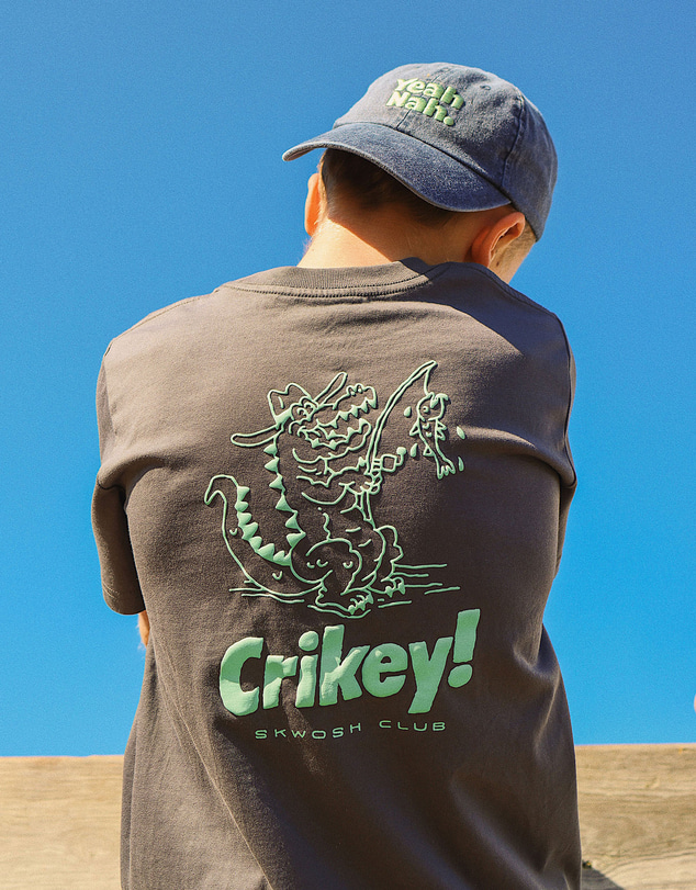 Skwosh - Crikey Boys Back Print Tee in Charcoal