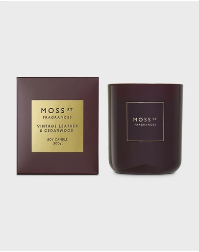 Moss St Fragrances - Vintage Leather & Cedarwood Soy Candle 300g