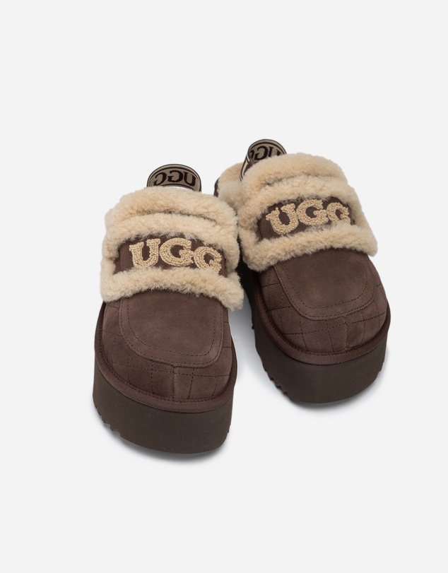 Ozwear Connection Uggs - Ugg Violet Matelassé Shearling Super Platform (6cm) Slipper (Elastic Logo) (Detachable Feature)