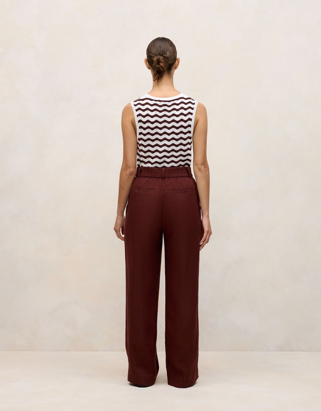 Trenery - Linen Pintucked Pant in Espresso
