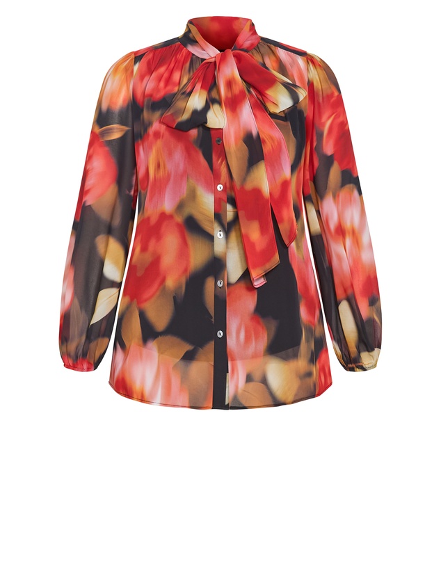 City Chic - Celine Print Neck Tie Top
