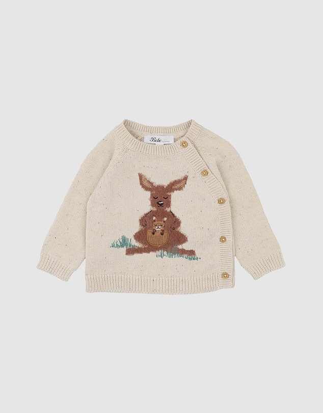 Bebe by Minihaha - Charlie Kangaroo Organic Knitted Cardigan - Babies