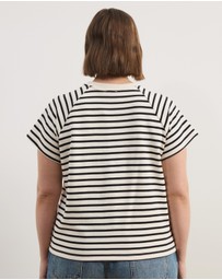 Atmos&Here Curvy - Poppy Cotton Stripe T-Shirt