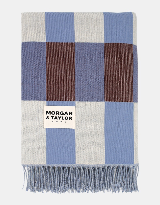 Morgan & Taylor - Aspen Throw Blanket in Blue Stripe