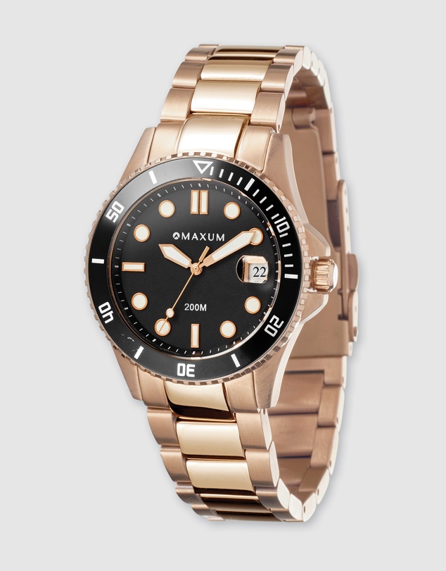 Maxum - Liberty Black Dial With Rose Gold Bracelet & Case