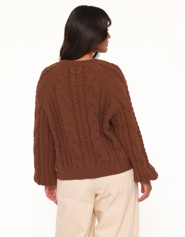 Petal & Pup - Nika Cable Knit Cardigan - Brown