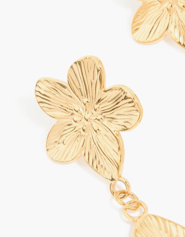Lovisa - Waterproof Gold Plated Stainless Steel Flower Pearl Drop Earrings