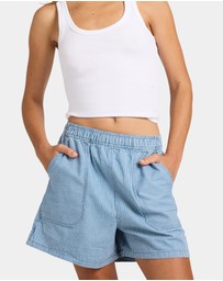 Roxy - Womens Stay Wavy Mid Denim Shorts