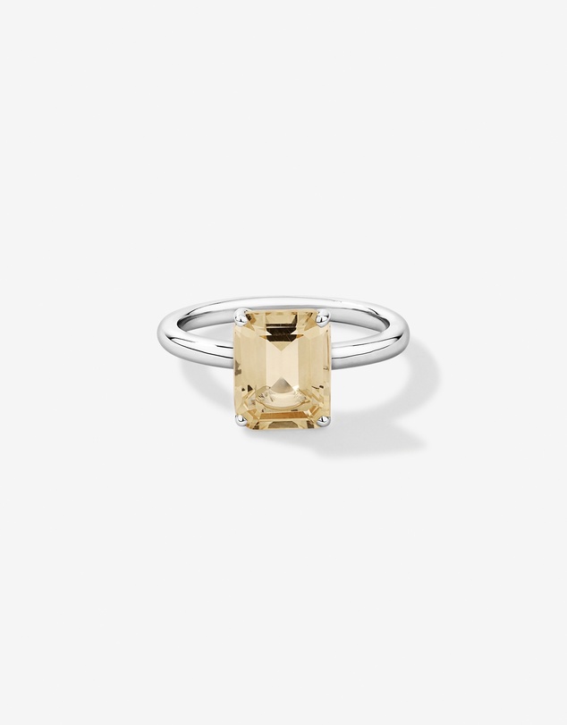 Michael Hill - Emerald Cut Soft Champagne Citrine Solitaire Ring in Sterling Silver