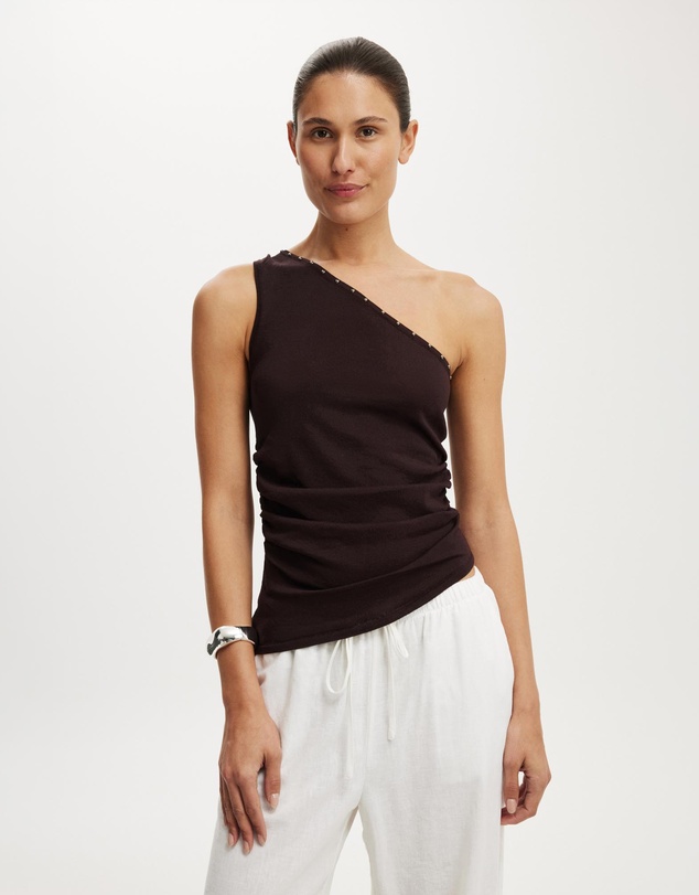 Cotton On - Stud Trim Asym Knit Top