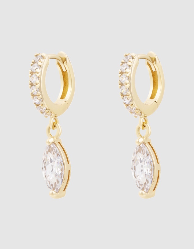 Wanderlust + Co - Marquise Gold Baby Huggie Earrings