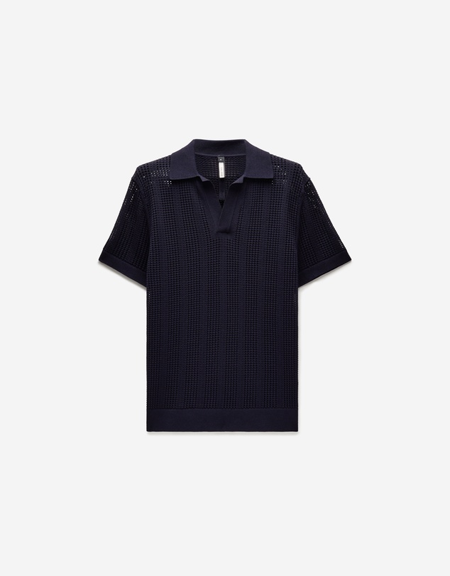 Calibre - Self Stripe Mesh Knit Polo Navy