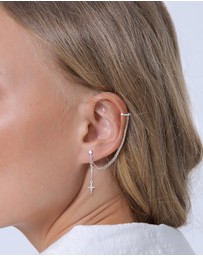 Elli Jewelry - Earrings Earcuff Ear Clamp Star Chain with Crystal in 925 Sterling Silver