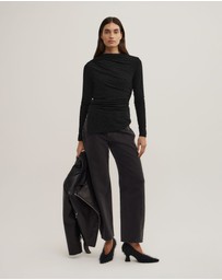 Witchery - Asymmetric Flocked Long Sleeve Top