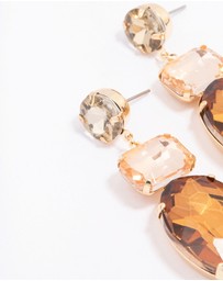 Lovisa - Gold Molten Amber Stone Statement Drop Earrings