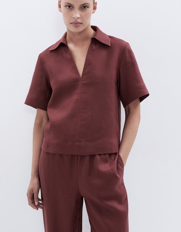 UNISON - Collared Linen Top