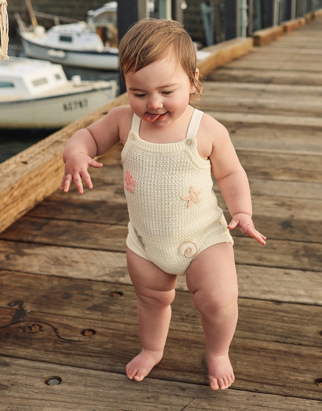 Kynd Baby - Crochet Romper in Coconut