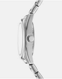 DKNY - Logo Silver 28mm Black Dial Womens Watch + Silver Bracelet