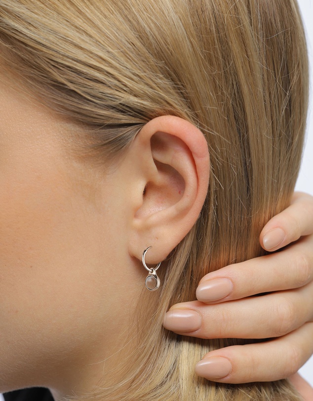 Elli Jewelry - Rock Crystal Huggie Hoop Earrings in 925 Silver