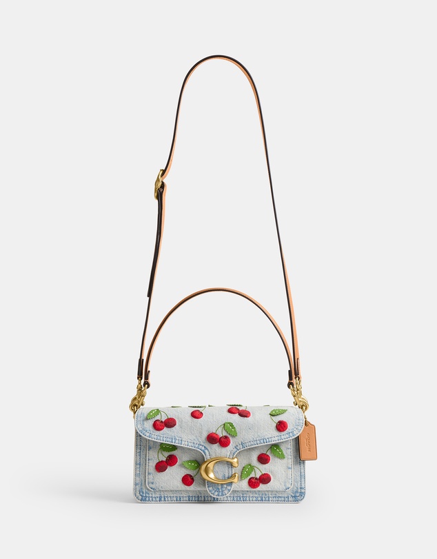 Coach - Cherry Embroidered Denim Tabby Shoulder Bag 26