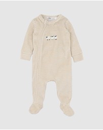 Bebe by Minihaha - Hunter Stripe Velour Zip Onesie - Babies