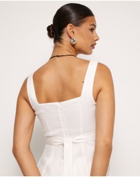 AERE - Kaili Linen Square Neck Maxi Dress