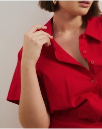 Atmos&Here Curvy - Remi Linen Blend Mini Shirt Dress