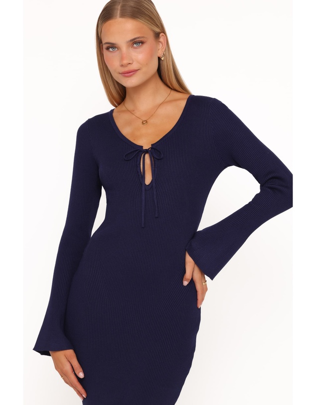 Petal & Pup - Desley Knit Long Sleeve Maxi Dress - Navy