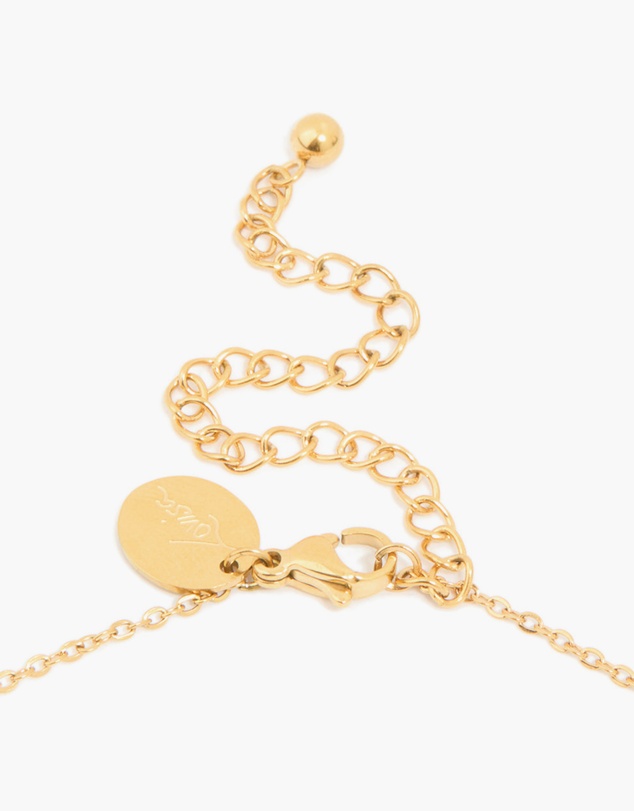 Lovisa - Waterproof Gold Plated Stainless Steel Cubic Zirconia Baguette Pendant Necklace