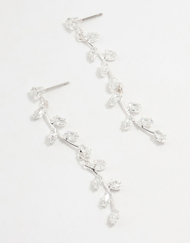 Lovisa - Cubic Zirconia Leaf Drop Earrings