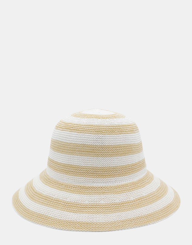 Morgan & Taylor - Kimberly Bucket Hat in Beige and White Stripe