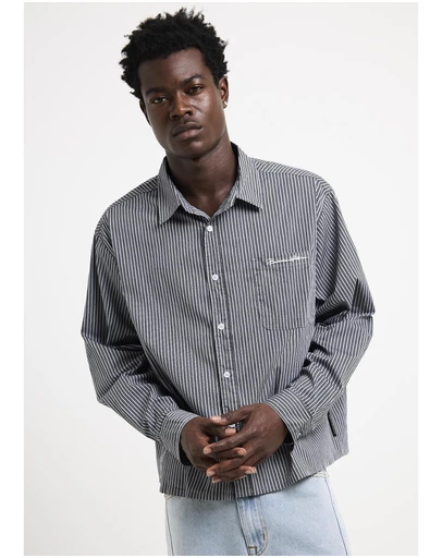 Black Noise White Rain - Miami Striped Long Sleeve Shirt
