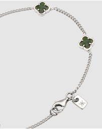 Kuzzoi - ICONIC EXCLUSIVE - Bracelet Male Cloverleaf Enamel Green 925 Sterling Silver