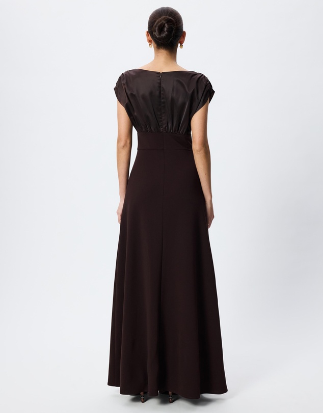 Tussah - Imogen Boat Neck Satin Maxi Dress