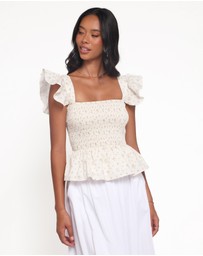 Petal & Pup - Remira Smocked Ruffle Top - White Betty