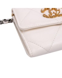 Pre-Loved by Azura Reborn - Pre-Loved Quilted Lambskin Chanel 19 Card Holder On Chain