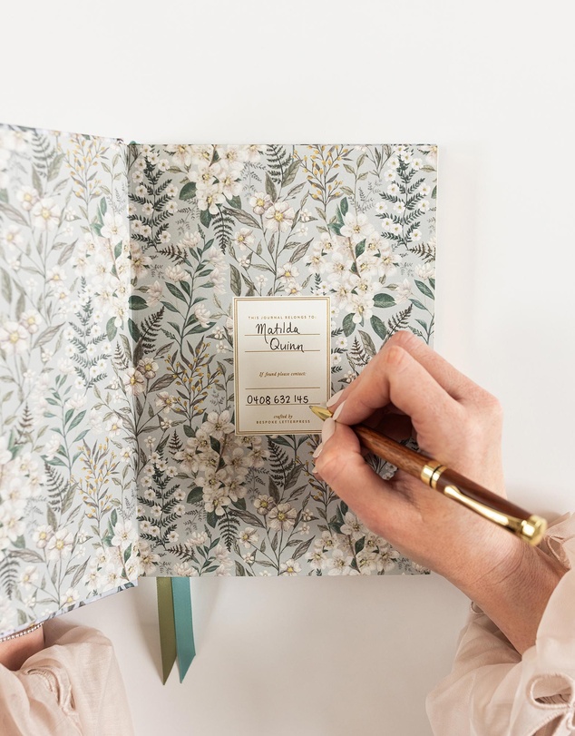Bespoke Letterpress - Linen Bound Bullet Journal - Ivory Garden