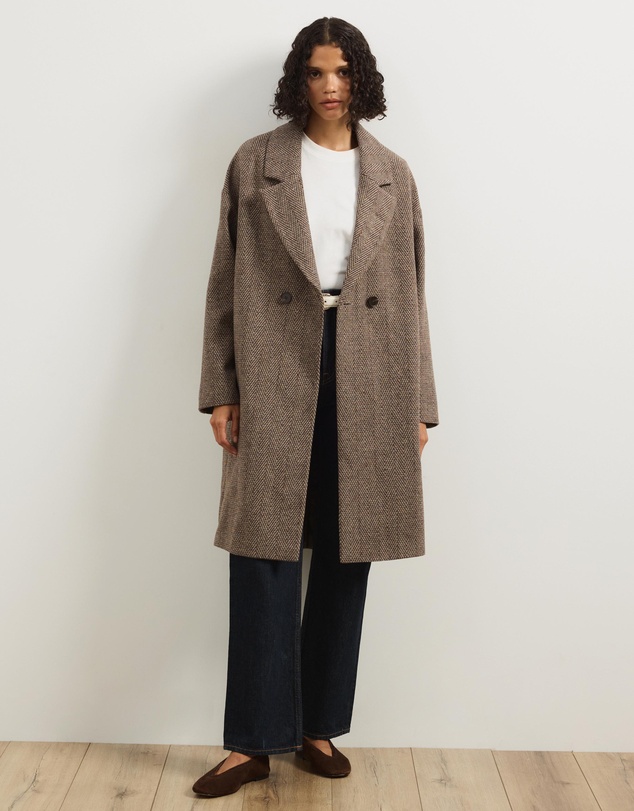 Atmos&Here - Estelle Textured Herringbone Coat