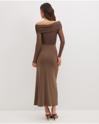 Dazie - Romantic Holiday Jersey Maxi Dress