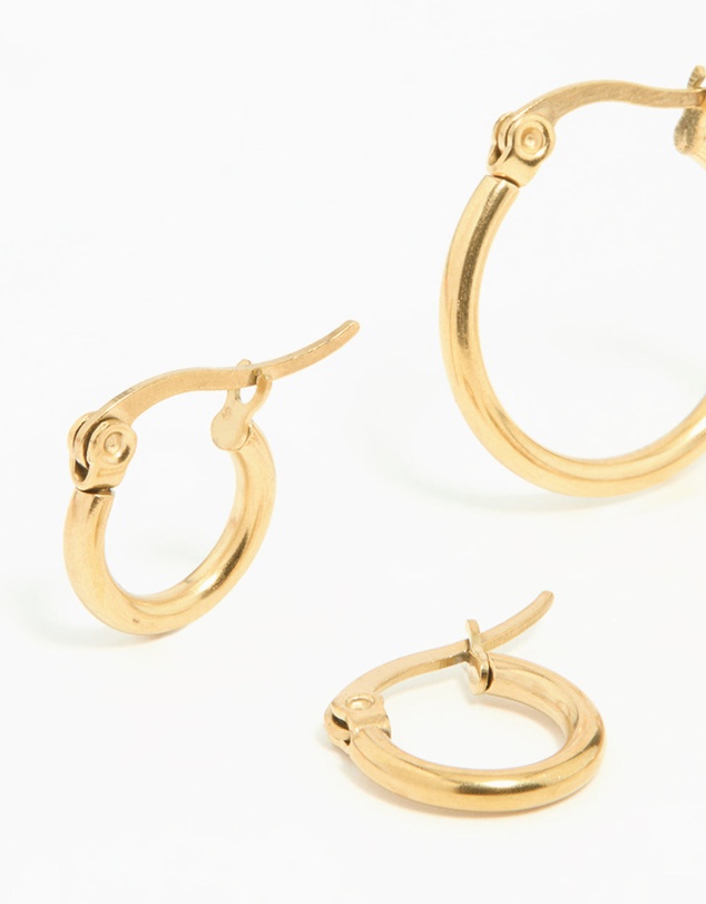Lovisa - Gold Plated Surgical Steel Clasp Hoop Earrings 2-Pack