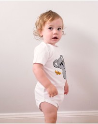 B Free Intimate Apparel - 100% Organic Cotton Short Sleeve Baby Bodysuit - White Koala