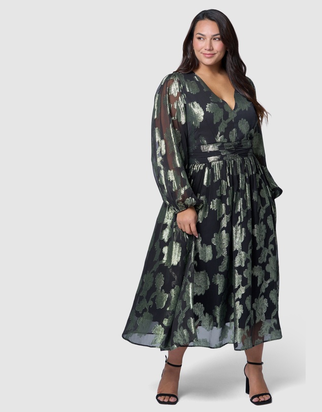 Pink Dusk by Curve Project - Secrets Metallic Maxi Dress