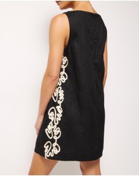 AERE - Quinn Embroidered Linen Mini Dress