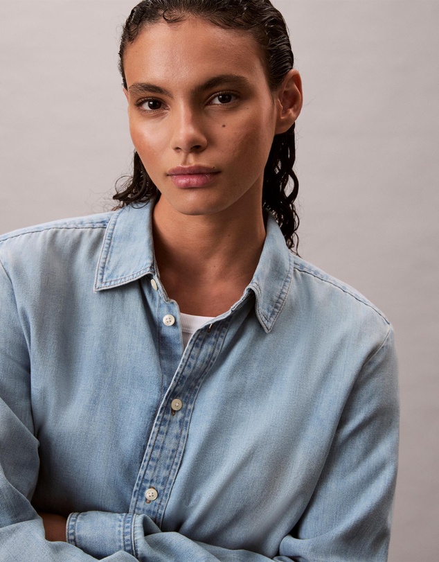 Calvin Klein Jeans - Denim Cropped Button-Down Shirt