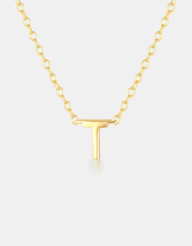 The Silver Collective - Petite A-Z Letter Necklace - T