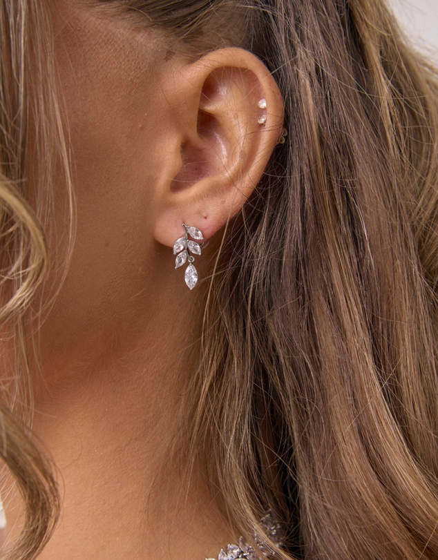 The White Collection - Eve - Dainty Silver Bridal Drop Earrings