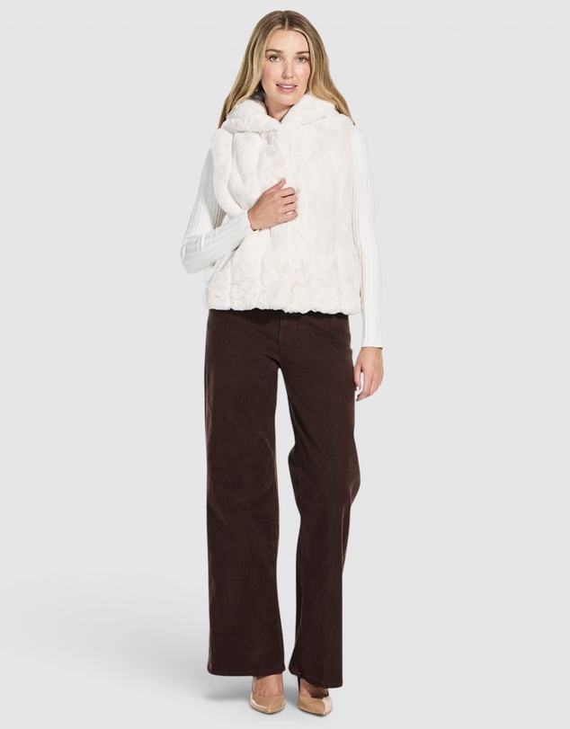 GUESS - Sophy Hooded Faux-Fur Vest